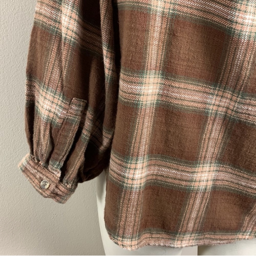 American eagle bubble sleeve flannel shirt top extra small XS